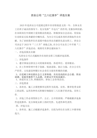 三八红旗手评选方案