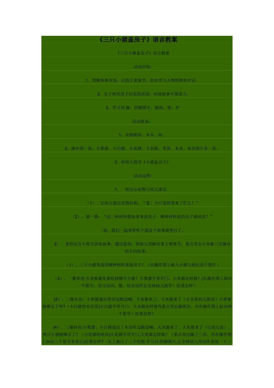 三只小猪盖房子-教案_第1页