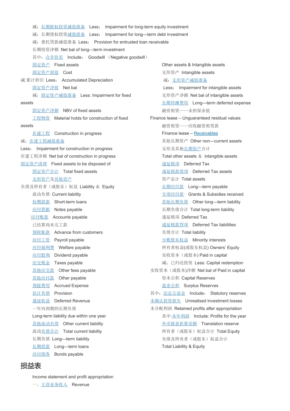 三大会计报表：资产负债表、损益表、现金流量表中英文对照_第2页