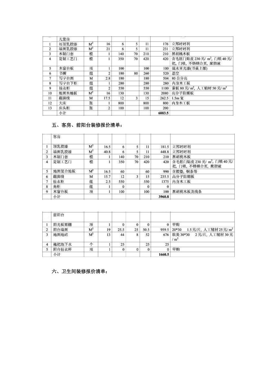 三室二厅装修预算表_第3页