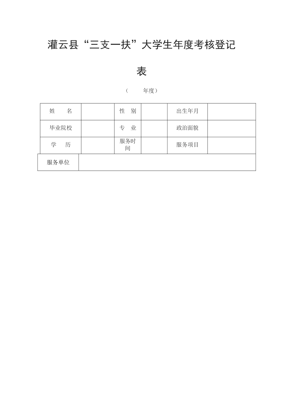 三支一扶年度考核表_第1页