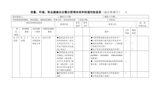 三标一体化管理体系内审表
