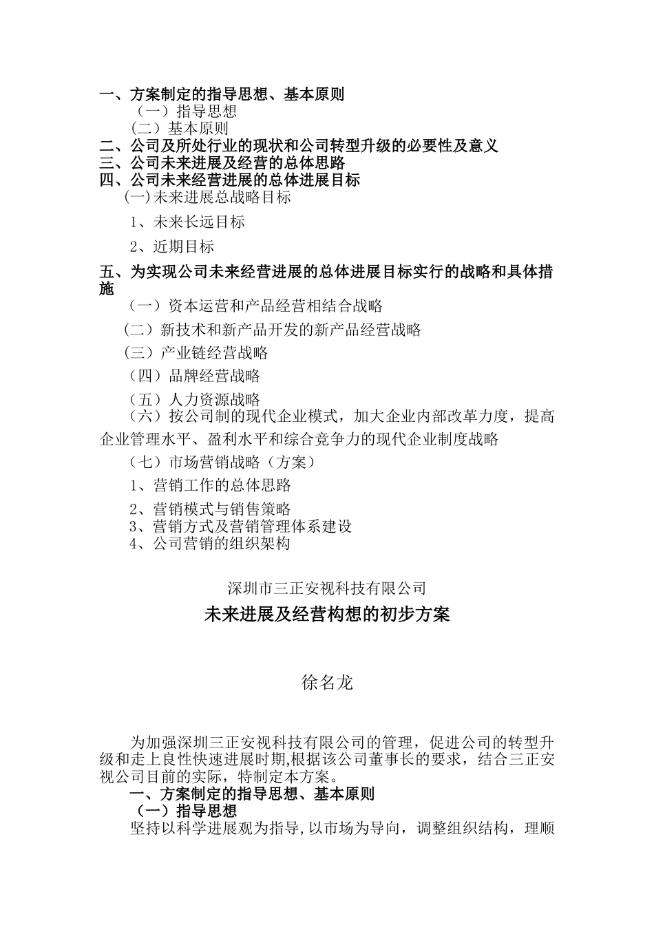 三正安视公司未来发展及经营构想的初步方案_第2页