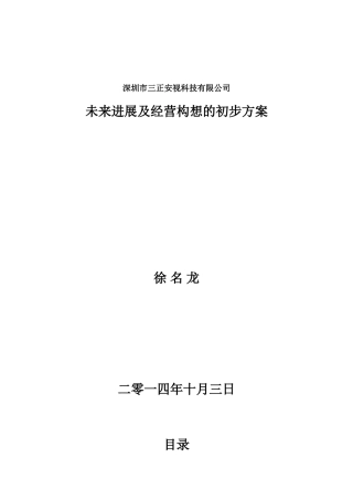 三正安视公司未来发展及经营构想的初步方案