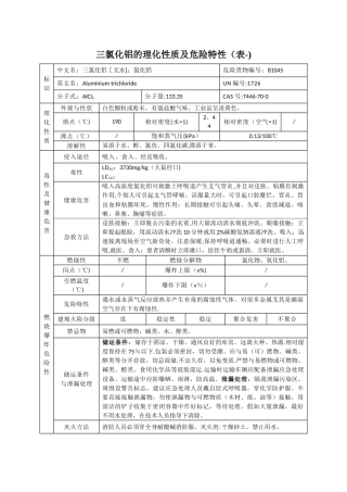 三氯化铝的理化性质及危险特性