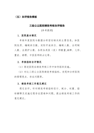 三级公立医院绩效考核自评报告模板