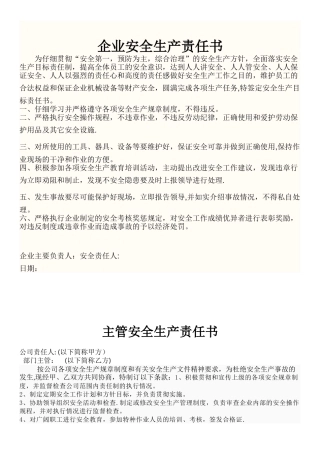 三级安全责任书