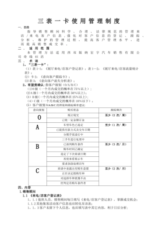三表一卡管理制度
