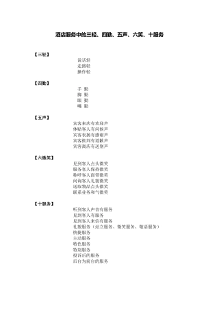 三轻、四勤、五声、六笑、十服务
