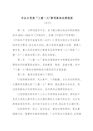 三重一大事项集体决策制度