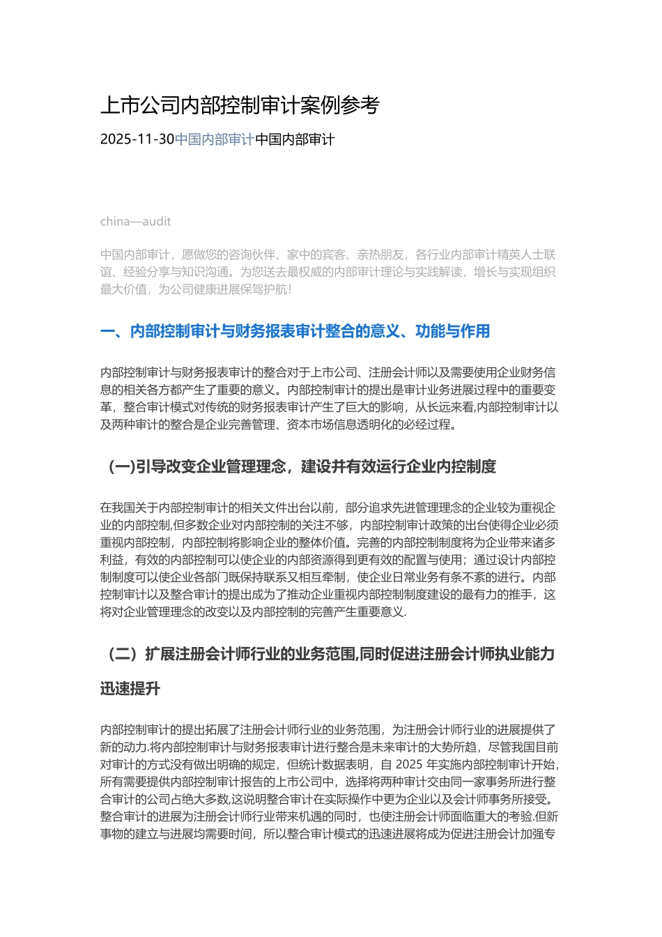 上市公司内部控制审计案例参考_第1页