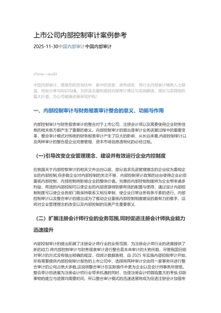 上市公司内部控制审计案例参考