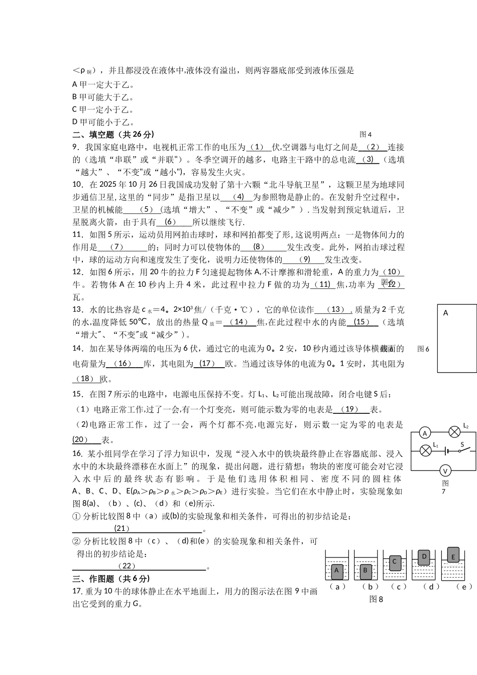 上海嘉定18-19初三上年末质量测试-理化_第2页