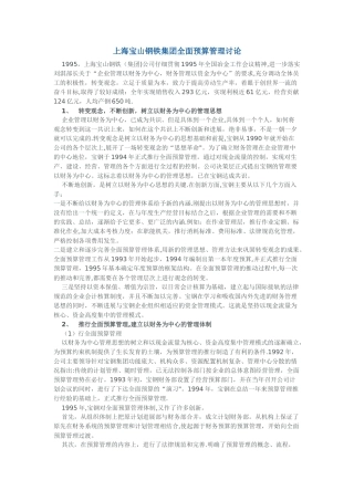 上海宝山钢铁集团全面预算管理研究