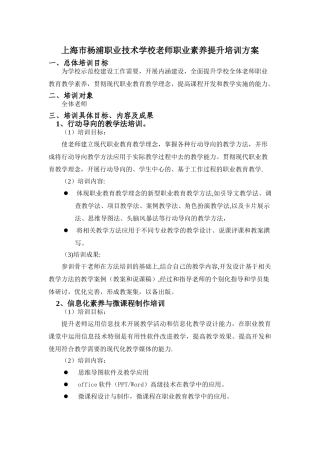上海市杨浦职业技术学校职业素养提升培训方案分析