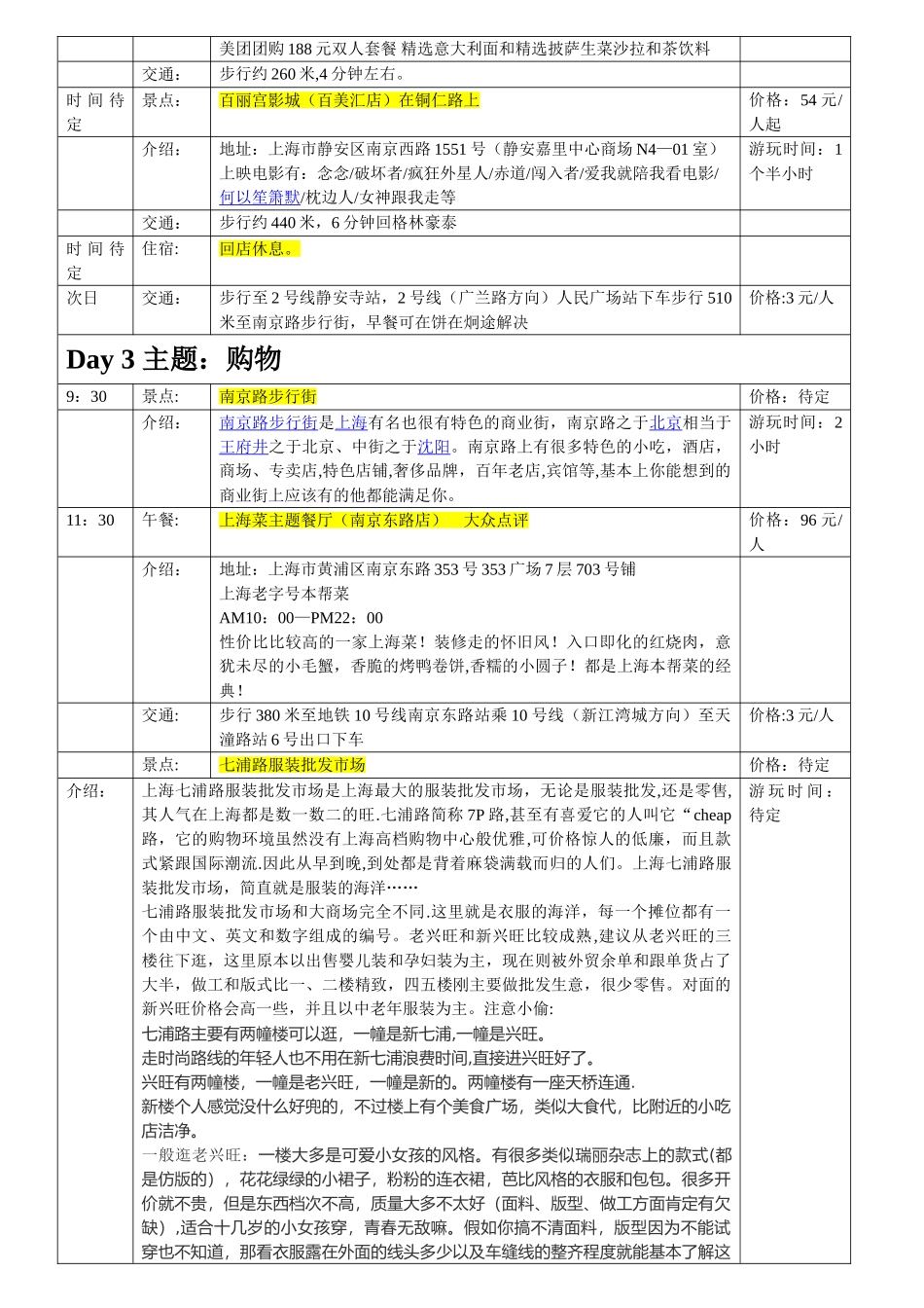 上海旅游详细计划_第3页