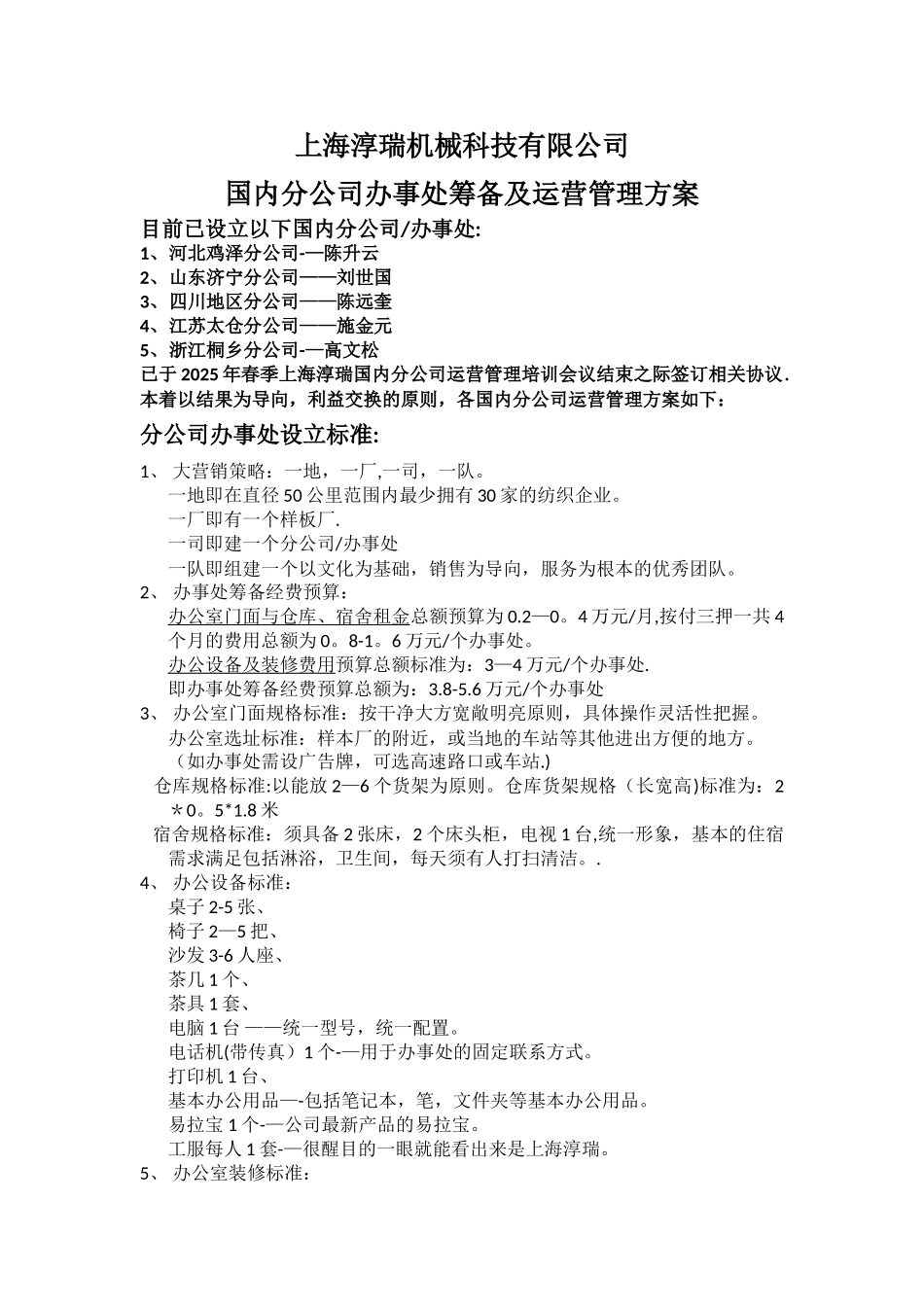 上海淳瑞分公司办事处运营管理标准化方案_第1页