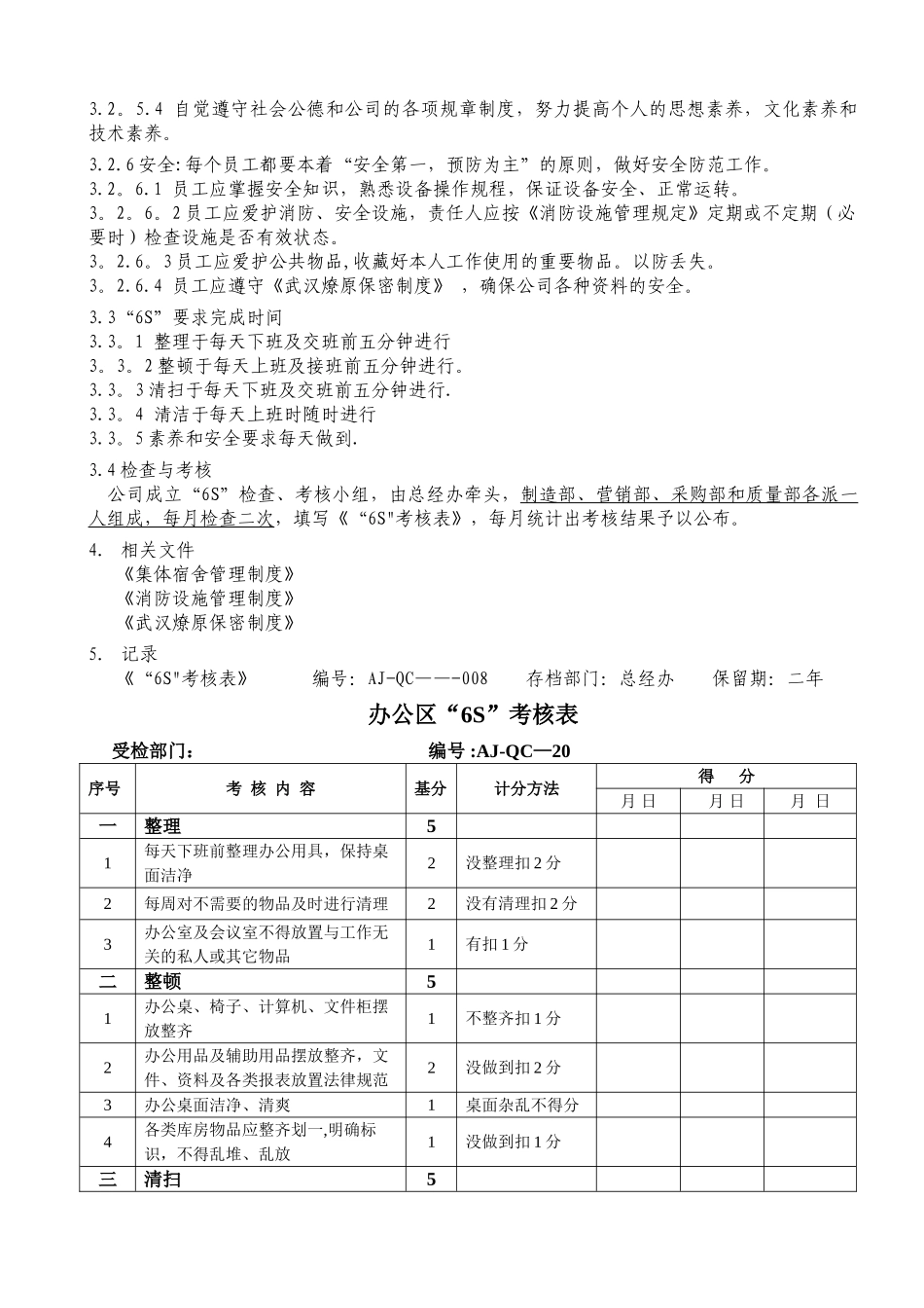 上海爱基塑料制品有限公司办公司6S管理办法_第2页