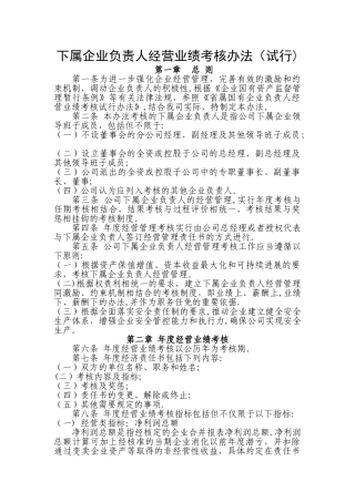 下属企业年度经营业绩考核办法