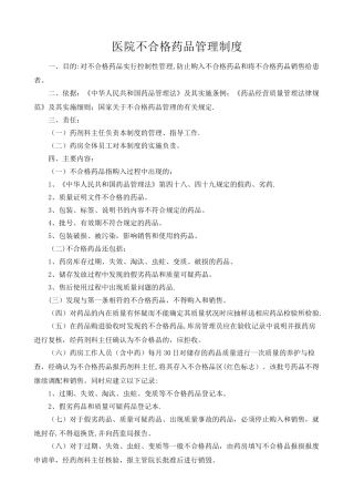 不合格药品管理制度