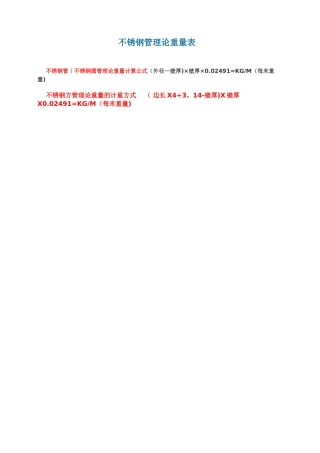 不锈钢圆管理论重量表98286