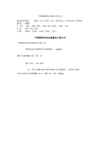 不锈钢板理论重量计算公式