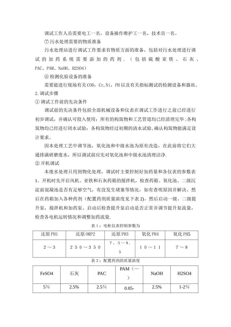 不锈钢酸洗废水调试方案_第2页