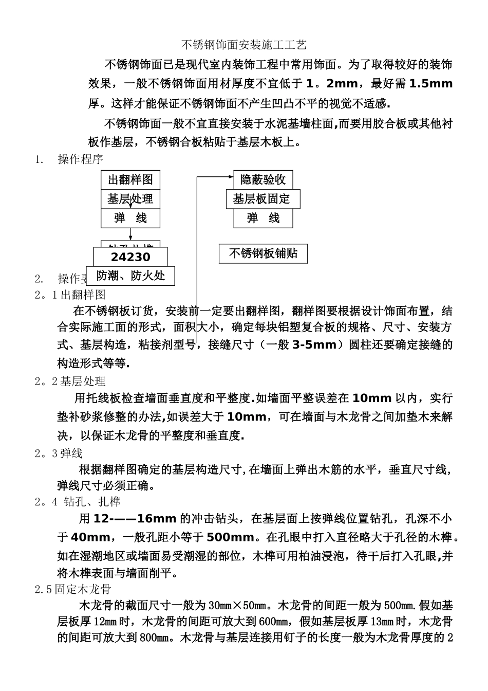 不锈钢饰面安装施工工艺_第1页