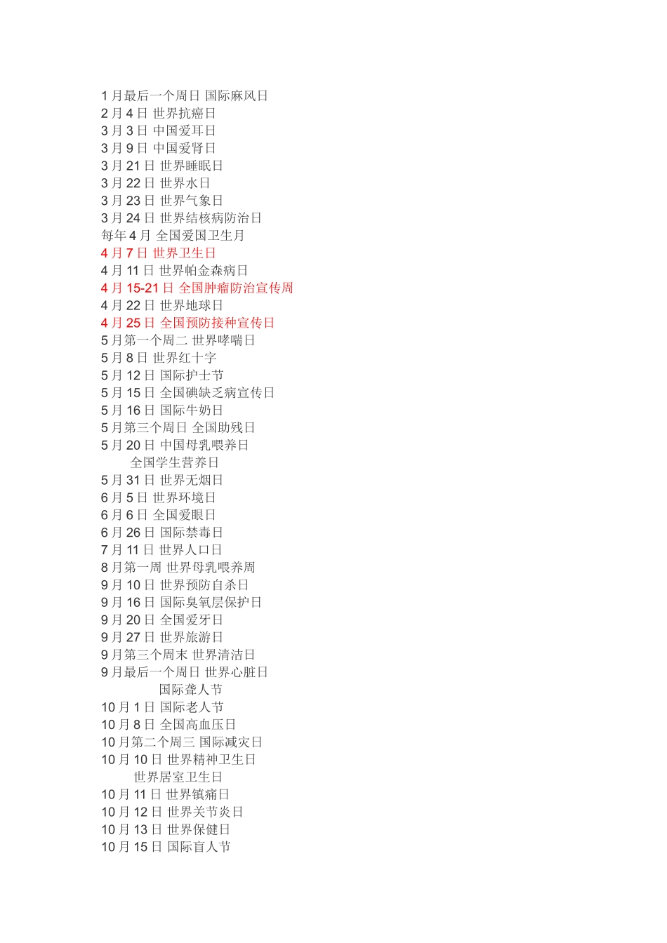 与健康相关的节日_第1页