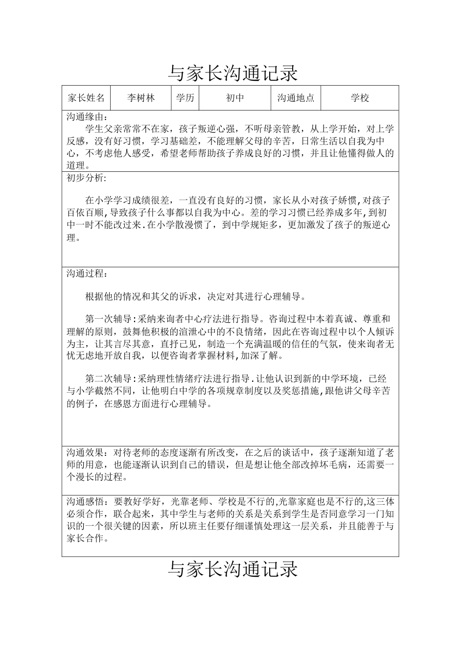 与家长沟通记录47331_第1页