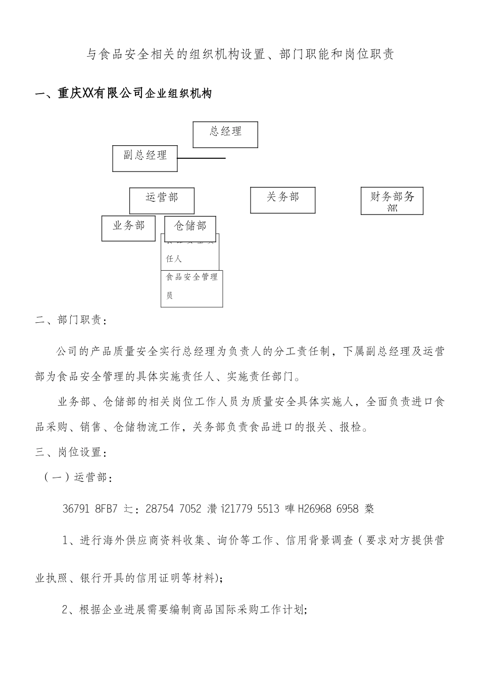 与食品安全相关的组织机构设置、部门职能和岗位职责_第1页
