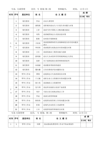 专业-行政管理-层次--专-组别-第1组-答辩秘书--时间--12月4日