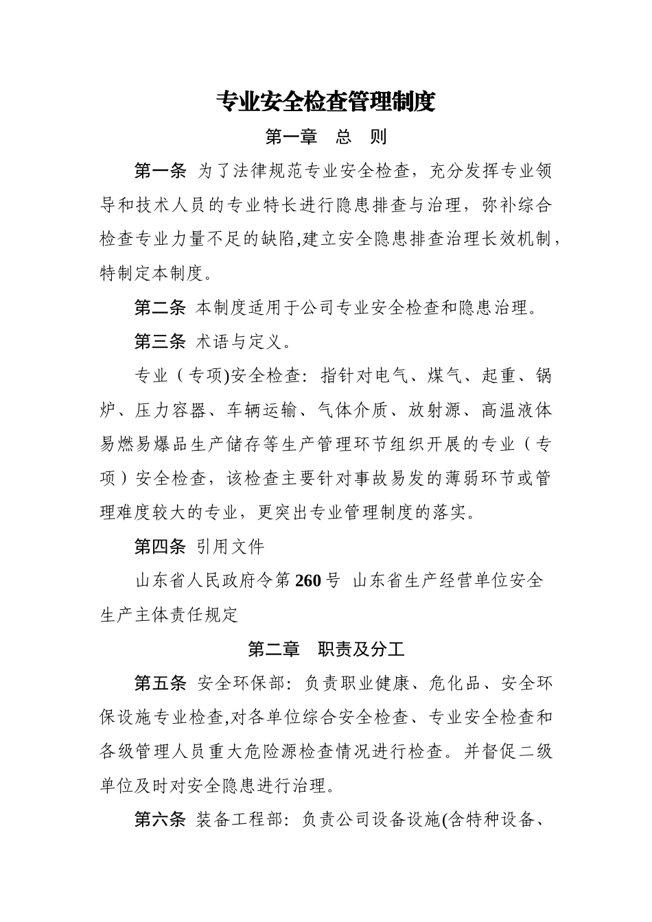 专业安全检查管理制度_第1页