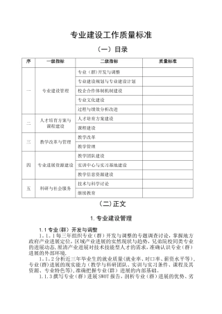 专业建设质量标准