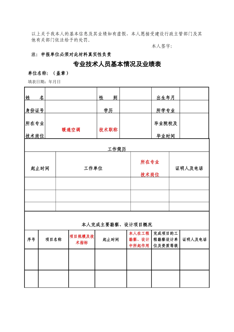 专业技术人员基本情况及业绩表_第3页