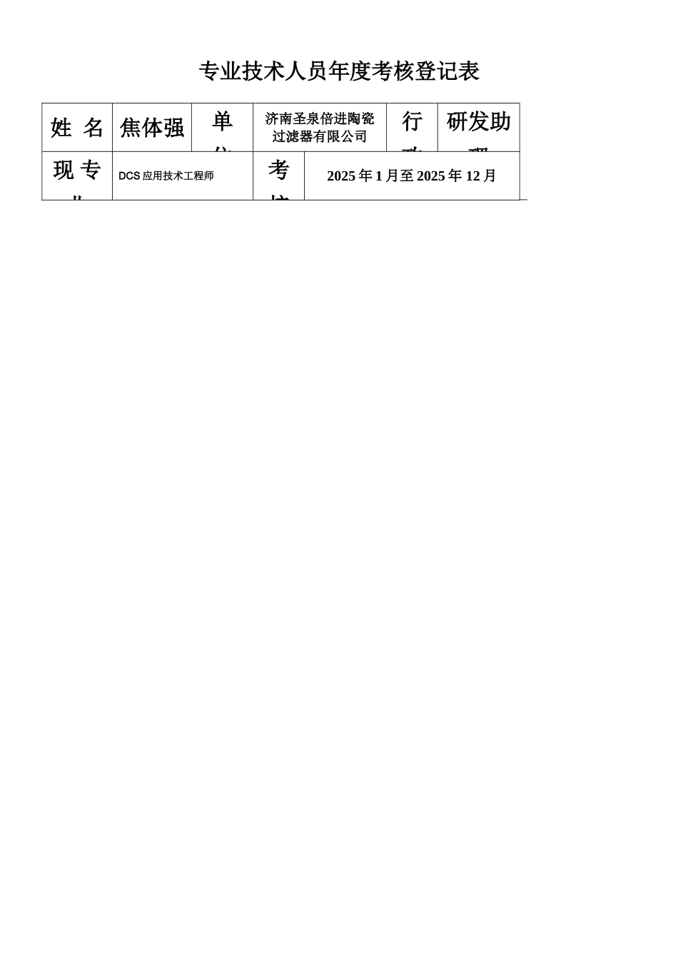 专业技术人员年度考核登记表_第1页