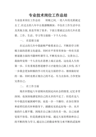 专业技术岗位工作总结