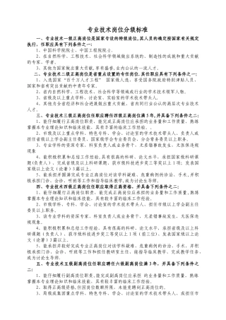 专业技术岗位分级标准