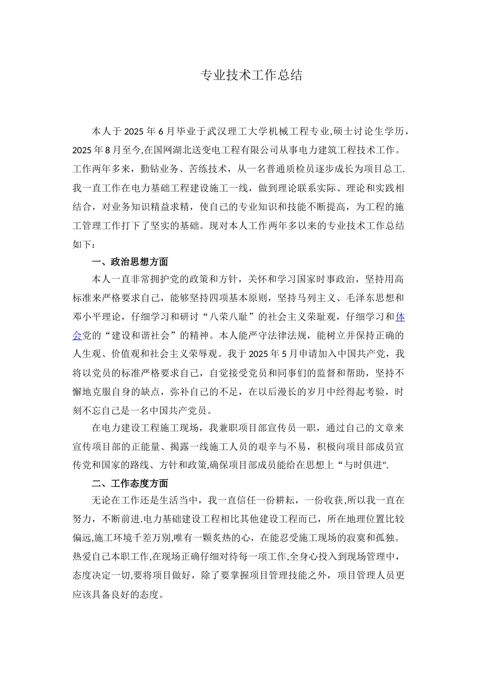 专业技术工作总结53279_第1页