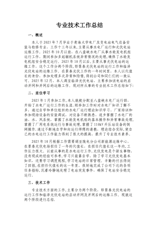 专业技术工作总结73186