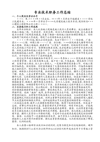 专业技术职务工作总结