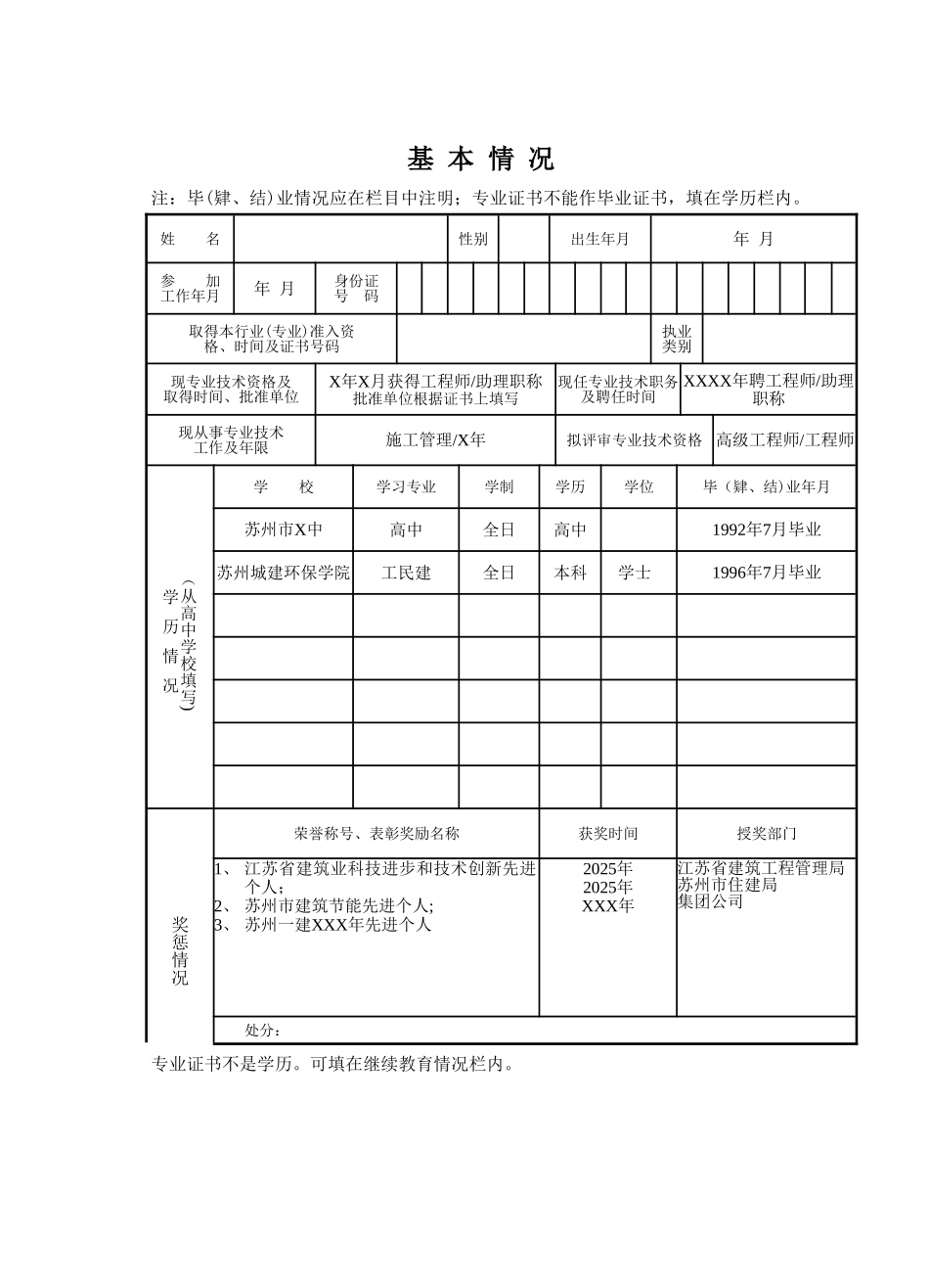 专业技术资格评审申报表_第2页