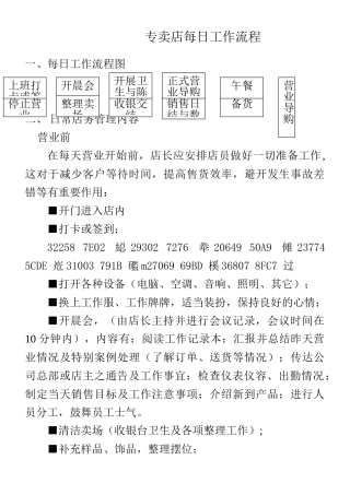 专卖店每日工作流程