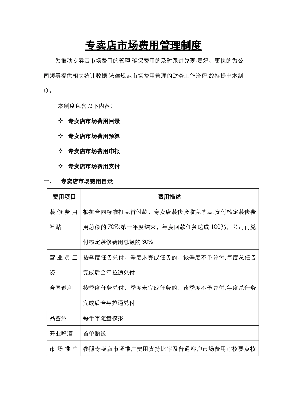 专卖店销售费用管理制度_第1页