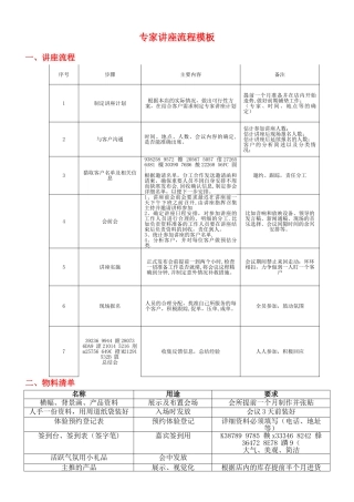 专家讲座流程模板