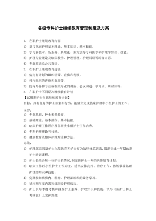 专科护士培训制度