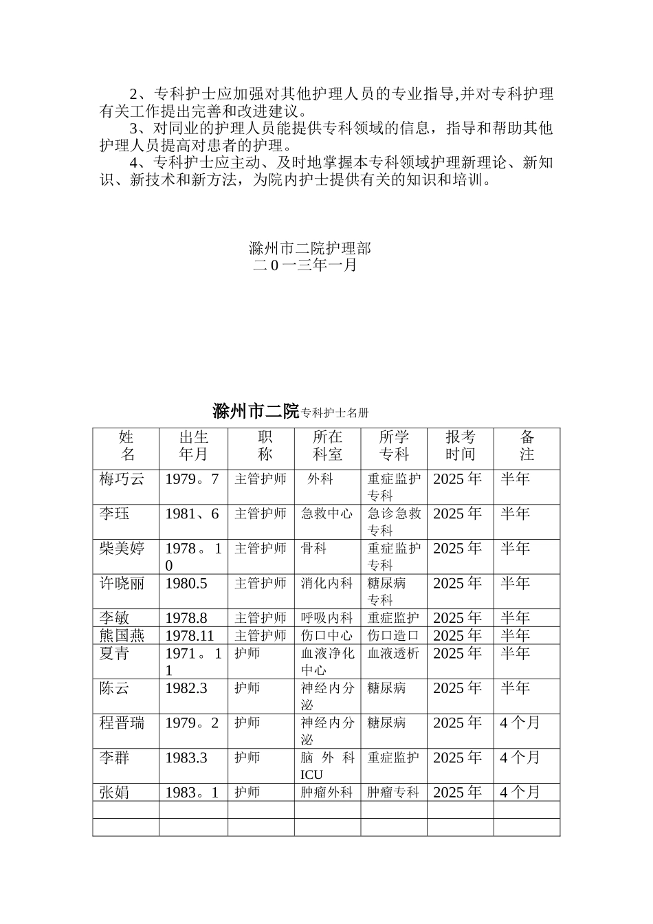 专科护士培训方案和培养计划_第2页