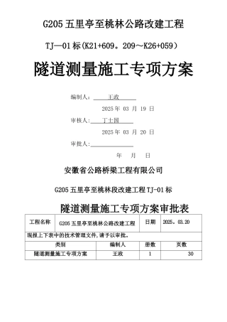 专项施工方案-隧道测量