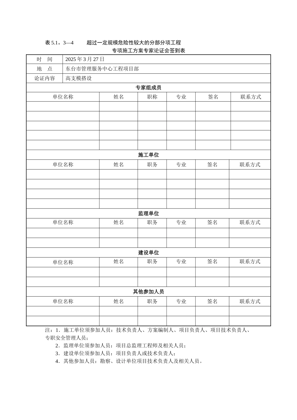 专项施工方案专家论证会签到表_第1页