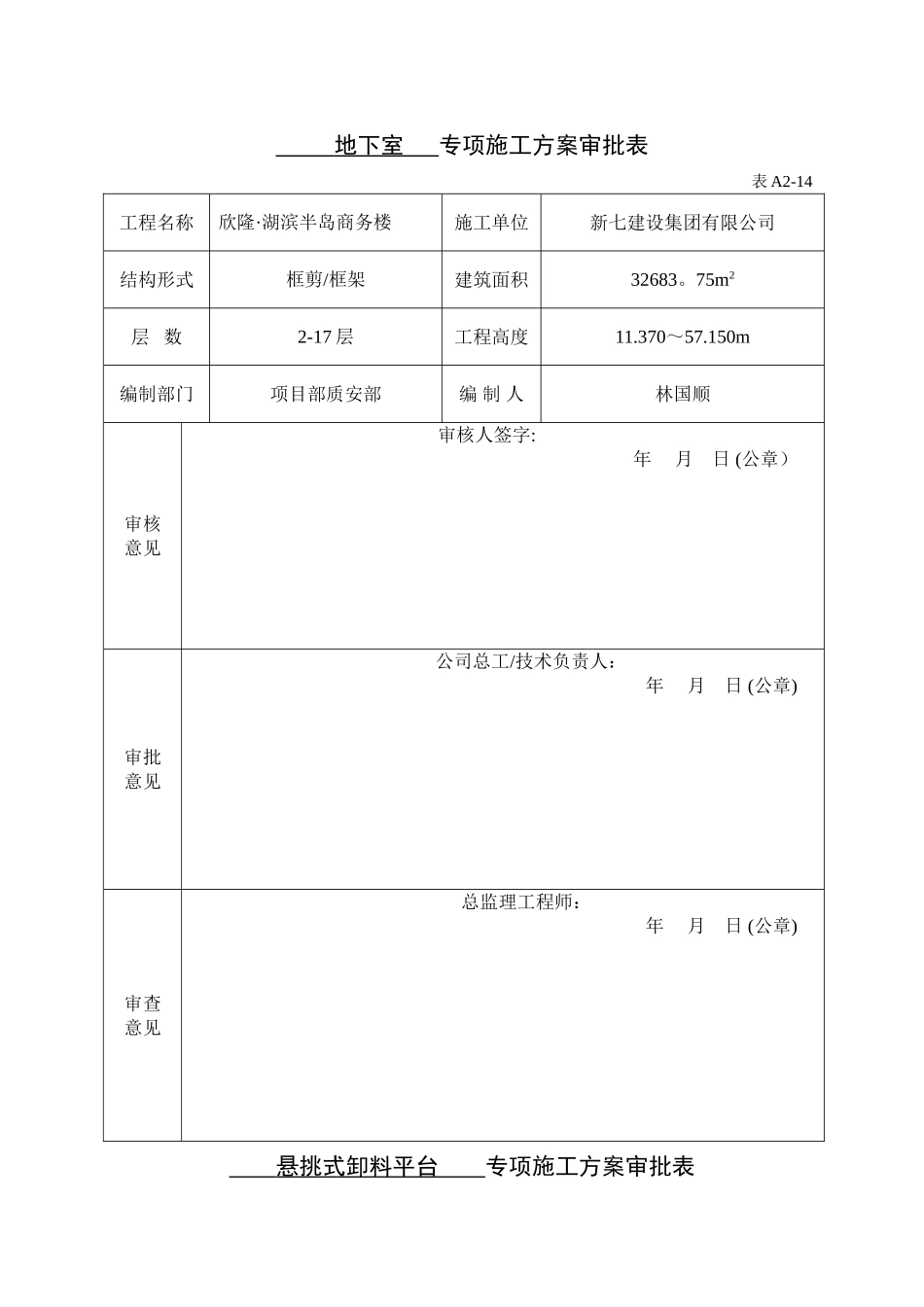 专项施工方案审批表31770_第1页
